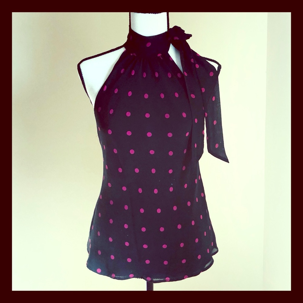 Express | Polka Dots on Black Tank/Blouse | Size S